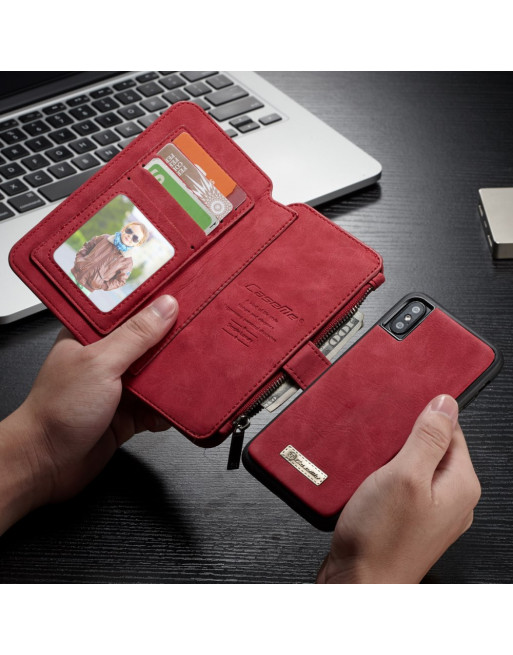 Locomotief Baby blozen Wallet bookcase met magnetische hardcase iPhone X/Xs - rood - Caseme