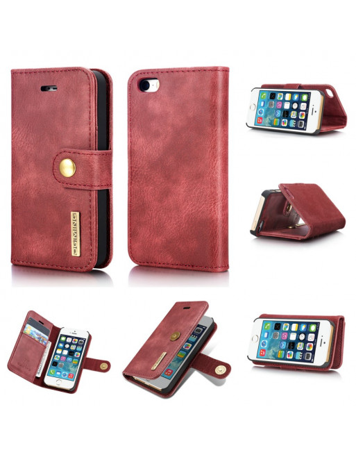 beddengoed Netto Reageren iPhone SE case leather incl. hardcase - iPhone 5(s) / SE 2016 wijnrood