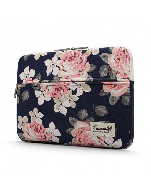 Macbook sleeve - Laptophoes 15 inch tot 16 inch Navy Rose - ZWC
