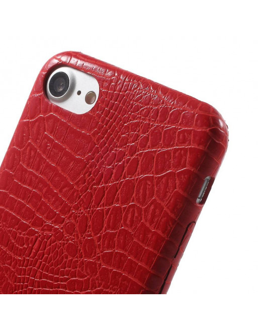Kaal Heel mesh Crocodile PU Leren Hardcase iPhone 7/8 - Rood - ZWC